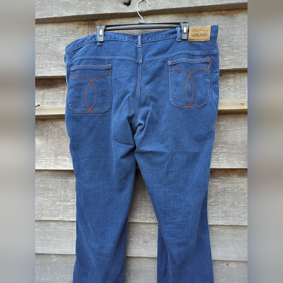 Vintage Long Haul Mens Full Cut Jeans 48x28.5 Blue Dark Wash Made USA - Picture 3 of 11